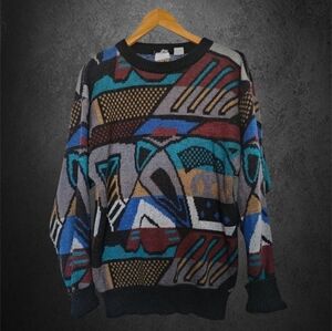 Vintage abstract cosby knit sweater